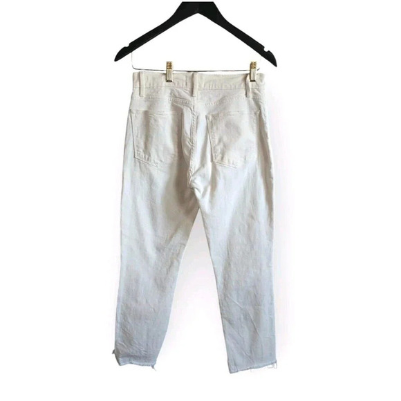 Frame Denim Jeans Women's 27 Le High  Blanc White High Rise Raw Hem Cropped - Picture 8 of 8